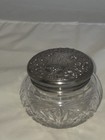 Cut Glass Vanity Dressing Jar With Sterling Lid