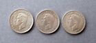 Great Britain  Lot Of 3 Silver 1 2 Crowns  1940  43  46  Km  856  Circulated