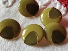 Lot Of 5 Vintage Green Two-tone Metal Buttons 1 8 Cm Ref 3093