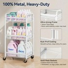 3 Tier Rolling Cart Metal Utility Storage Cart Wheels Hooks Cups Basket