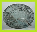 Vintage Green Patina Brass Sundial - Hummingbird On Flowers  - 8    Round  8ship