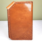 Craftsbridge Handmade Brown Tooled Leather 6 Ring Planner Binder Compact Size