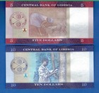 Liberia P-31   P-32 5   10 Dollars 2016 Uncirculated Banknotes Set   3