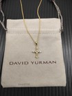 Gift Gold David Diamond Small Modern Cross Pendant Necklace With Pouch