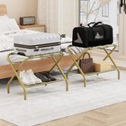  Gold Luggage Rack Pack Of 2  Foldable Suitcase Stand With Fabric Storage 