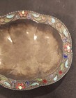 Vintage 925 Sterling Silver Red  Green Blue Enameled Trinket Tray  Greece