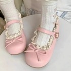 Womens Round Toe Flats Bow Buckle Soft Sole Non Slip Casual Shoes