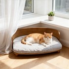 Unique Elevated Pet Sofa Wood Dog Couch Bed With Velvet Cushion For Puppy Kitty