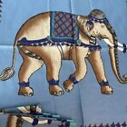 Set Of 8 Vtg Signed Jim Thompson Blue Beige   Teal Elephant Cotton Napkins Nwot