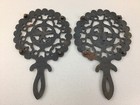 Set Of 2 Pcs  20   21 Vintage Jzh 1952 Boy   Girl Heart Cast Iron Trivet