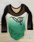 Gk Elite Gymnastics - Competition Leotard - Green black   Swarovski Crystals As