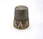 Antique Ketcham   Mcdougall Gold Band Sterling Silver Thimble   P Monogram    10