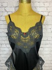 Vtg Applause Teddy Lingerie One Piece Bodysuit Romper Lace Black Size 38