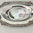 Silver Plated Gravy Boat And Tray Ornate Design Vintage