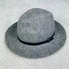 Grey Wool Felt Ladies Women Medium Fedora Hat Banded Wide Brim