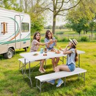 6ft Folding Picnic Table Set With Benches 3-piece Camping Bbq Table With Handle