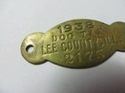 Vintage 1938 Dog Tag License Tax Registration Lee County  Illinois Antique  2175