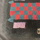 Crochet Rug Multi-color Black With Red Green Pink Accents 23x17   