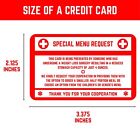 Bariatric Card For Restaurants  Portion Control Request For Bariatric  Set Of 2
