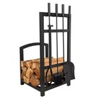 Iron Log Rack And Fireplace Set Tools Brush Tongs Poker Dust Pan 27 Inch High