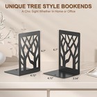 Modern Metal Bookends Set Of 4 Black Tree Design Non-skid Shelf Book Organizer