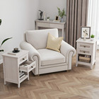 Set Of 2 Nightstands White Wood Bedside Table With Drawers Storage End Tables