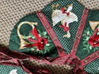 Vintage Geese Jingle Bells Handmade Small Tree Skirt Wreath Cottage Christmas