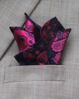 Gascoigne Silk Jacquard Pocket Square Purple Blue Black Paisley Men s