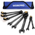 Workpro 8pcs Ratcheting Combination Wrench Set Metric 8-17mm Flex-head Wrench