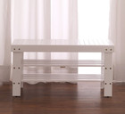 Solid Wood Shoe Rack Entryway Storage Bench In White