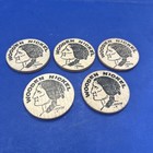 Lot 5 Vintage Wooden Nickels  Holler   Co  Sell Fest Bensenville Il