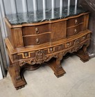 Antique Georgian Style Carved Verde Green  Marble Top Dining Room Buffett Server