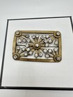 Vtg Antique Czech Glass Crystal Starburst Brass Brooch Sash Pin Estate Read