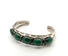 Vintage Navajo 925 Sterling Silver 5 Oval Malachite Cuff Bracelet 32 1g