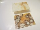 Vintage Banded Onyx Stone Trinket Jewelry Box 6  X 4 1 2  