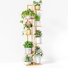  Plant Stand Indoor  7 Tier 8 Potted Bamboo Plant Natural-7 Tier 8 Potted