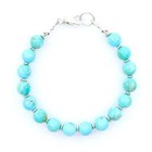 Baby Blue Arizona Turquoise Bracelet  8mm High Polish Round Turquoise Beads
