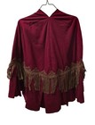 Civil War Reenactment Cloak Cape Wool Burgundy W  Gold Fringe Toggle Closures
