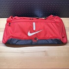 Nike Academy Team Duffel Bag Red Black White 60l Medium Soccer Workout Gym Bag