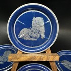 Set Of 7 Vtg Litho Aluminum Drink Bar Coasters Fluffy Kittens Mcm Cottage Core