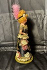 Ooak Art Deco Pin Cushion Half Doll Antique Artist Made  Ribbon Flowers Statue
