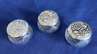 3 Vintage Avon Rich Moisture Cream Glass Vanity Jar W  Scrolled  Silver Lid