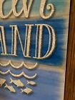 Summer Beach Wall Sign Decor Sea Sun Sand Wooden Blue Wreath Craft