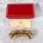 Vintage Cartier Eyeglasses Gold Red Lacquer Accents Frame 59-14-140 With Case