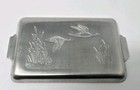 Vintage Hammered Aluminum Snack Trinket Tray Flying Geese Mid Century Mcm Nos