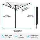 Umbrella Drying Rack 12 - Line 165ft Collapsible Rotary Outdoor Clothesline