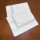 2 Cuddledown King Pillow Shams Hotel Sateen White With Gray Embroidery Cotton