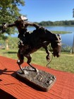 The Bronco Buster Frederic Remington Bronze Sculpture 6  Franklin Mint Vintage