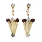 Sterling Vintage Rhinestone Umbrella Earrings Brooch Set 925 Vermeil Non-pierced