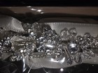Sweetv Ivory Satin Bridal Belt Sash Rhinestone Crystal Applique Ribbon Tie A2